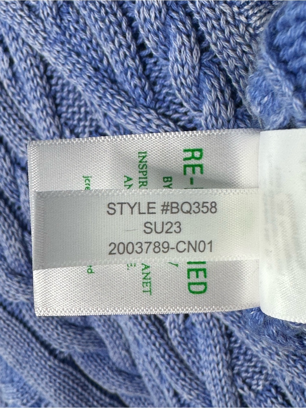 J.Crew Washed Blue Cable-Knit V-Neck Cardigan Sweater - Picture 7 of 9